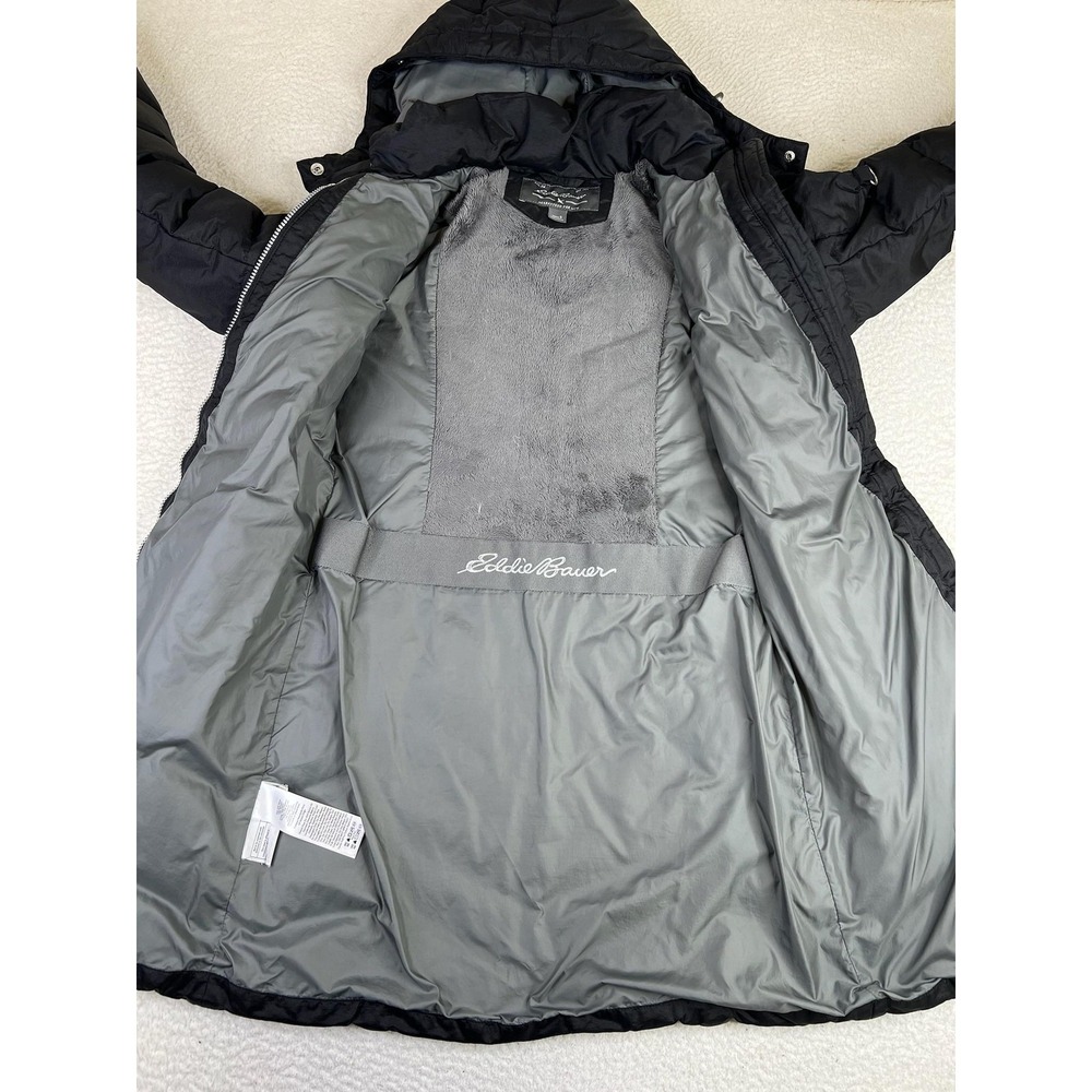 Eddie Bauer Coat Womens Small Black Down Hooded Zip Long Quilted Puffer Parka - Picture 6 of 14